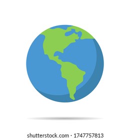 Icono de vector colorido Planeta Tierra. Icono plano mundial para proyectos de diseño gráfico, web y móvil, infografías. La Tierra aislada en el fondo blanco.