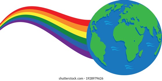 Planet Earth. Colors of the LGBT community. Color wave.