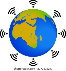 The planet Earth is completely surrounded by Wi Fi Points