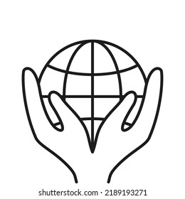 Planet Earth conservation line symbol, planet Earth vector editable stroke icon for user interface.