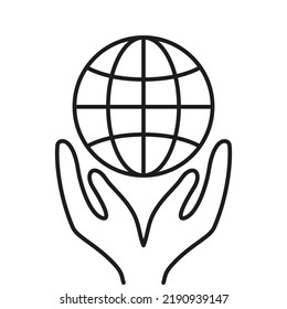 Planet Earth conservation line symbol, planet Earth vector editable stroke icon for user interface.