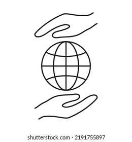 Planet Earth conservation line symbol, planet Earth vector editable stroke icon for user interface.