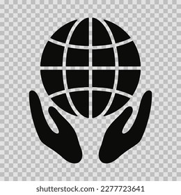 Planet Earth conservation, silhouette symbol, vector cut glyph, Planet Earth sign on transparent background.