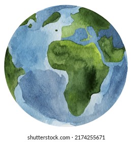 Planet earth continent Africa vector imitation watercolor. Template for decorating designs and illustrations.