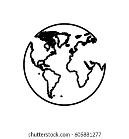 planet earth with continets icon, vector illustration design