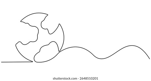 Planet Earth Continuous Line Icon, One continuous line drawing of Earth globe, Continuous one line art drawing of earth planet, Globe, geography vector outline, Single line illustration of world map.