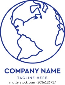 Planet Earth. Contour logo. Flat vector