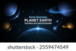 Planet Earth and Cosmic Background: Shining Stars in a Deep Universe. Starry Night Sky Banner. Vector.