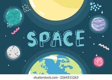 Planet Erde kosmische Nachtsicht mit Sonnenschein auf der globalen Oberfläche astronomisch realistische Poster Vektorgrafik
