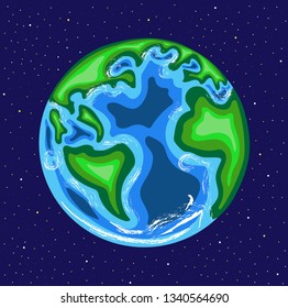 Planet Earth in the cosmic sky