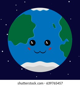 Planet Earth with cute face vector illustration