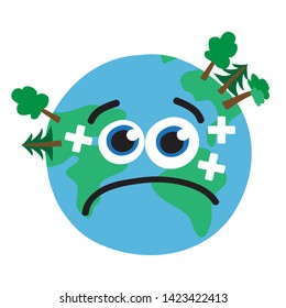 Planet Earth and deforestation. Global problems. Vector illustration.