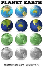 Planet earth in different form illustration