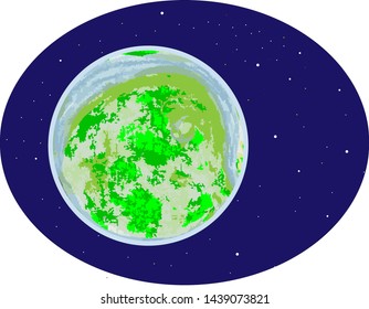Planet Earth double in space close-up. Vector drawing