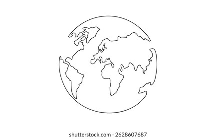 Planeta Tierra dibujado en una línea continua con mancha de color. Dibujo de una línea, minimalismo. Ilustración vectorial. EPS 10.