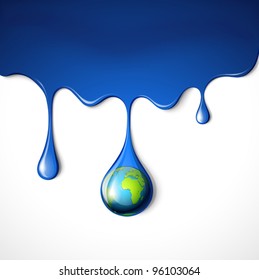Planet earth in a drop. Vector illustration