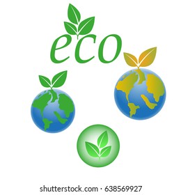 Planet earth, eco icon.