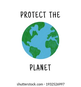 Planet Earth Eco Poster. Earth Day Concept, World Environment Day Minimalist Banner. Vector Illustration