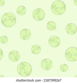 Planet earth engraved seamless pattern. Vintage sphere of world in hand drawn style. Sketch texture for fabric, wallpaper, textile, print, title, wrapping paper. Vector illustration.