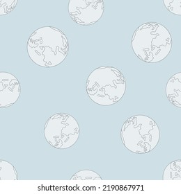 Planet earth engraved seamless pattern. Vintage sphere of world in hand drawn style. Sketch texture for fabric, wallpaper, textile, print, title, wrapping paper. Vector illustration.