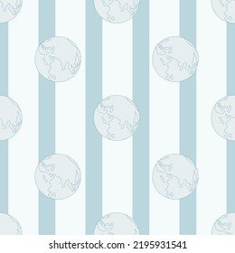 Planeta tierra grabada en un patrón impecable. Vintage esfera del mundo en estilo dibujado a mano. Esbozar textura para tela, papel pintado, textil, impresión, título, papel envolvente. Ilustración vectorial.