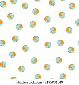Planet earth engraved seamless pattern. Vintage sphere of world in hand drawn style. Sketch texture for fabric, wallpaper, textile, print, title, wrapping paper. Vector illustration.