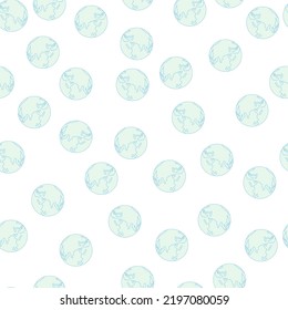 Planet earth engraved seamless pattern. Vintage sphere of world in hand drawn style. Sketch texture for fabric, wallpaper, textile, print, title, wrapping paper. Vector illustration.