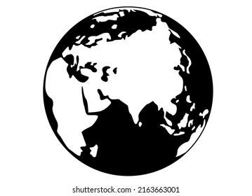 Planet earth, European and African continents, as well as oceania - vector silhouette picture for a sign or logo. Map with continents for icon or pictogram