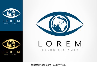 Planet earth in the eye logo