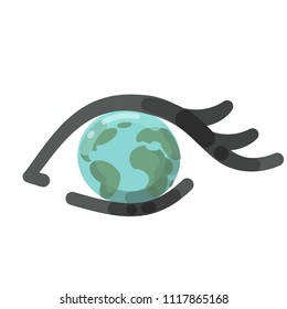 planet earth, female eye, vector