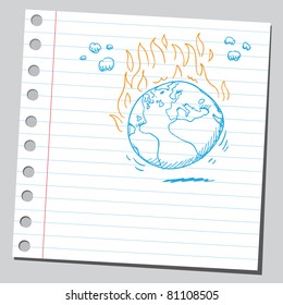 Planet Earth in fire