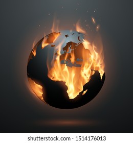 Planet Earth with flame inside