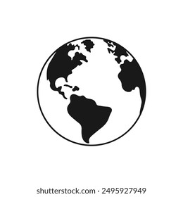 Planeta tierra diseño plano aislado en Ilustración vectorial blanca