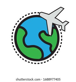 Planet Earth. Flat design. Plane. vector