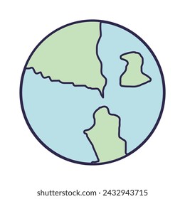 Planet earth in flat design. space cartoon style