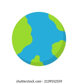 Planet Earth flat icon. Green and blue planet Earth. Abstract world map.
