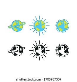 Planet earth flat icon set.