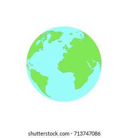 Planet earth in a flat style is isolated on a white background. Web icon. Continents on the ball. Vector illustration