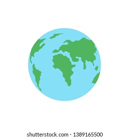 Planet Earth in flat style on a white background. Icon. Vector illustration.