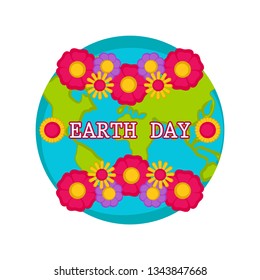 Planet Earth with flowers. Earth day. Vector illustration design