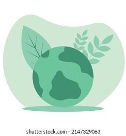 planet earth with foliage. ecological poster for the conservation of vegetation on the planet.