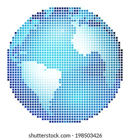 Planet Earth in form blue pixel variuos shadows