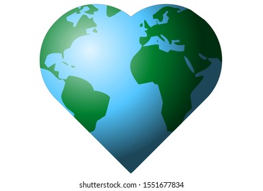 Planet Earth in the form of heart.