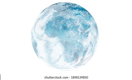 Planet Earth Frozen Cold Blue and white globe changing climate