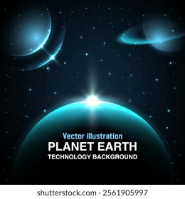 Planet Earth and Galaxy Space Square Card Vector Set: Stunning Solar System Designs Featuring Mercury, Venus, Earth, Moon, Mars, Jupiter, Saturn, and Asteroids for Social Media Posts, Flyers, Brochure