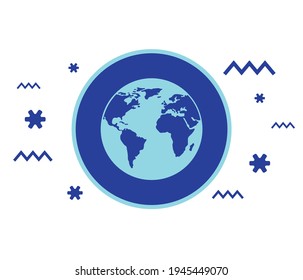 Planet Erde Globus flaches Design Icon für Web und Mobile, Banner.