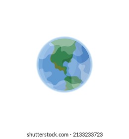 Planet Earth globe, flat icon - vector illustration isolated on white background. Concept of world traveling, environment protection and ecological lifestyle.