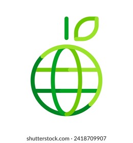 Planet Earth. Globe as fruit. Bio, natural and healthy. Simple flat line icon. Vector file.