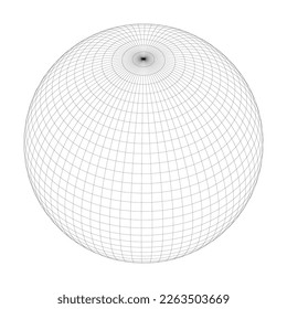 Planet Earth globe grid of meridians and parallels, or latitude and longitude. 3D vector illustration