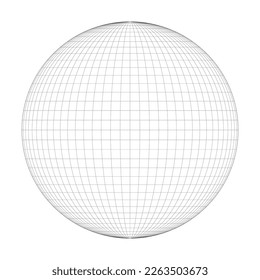 Planet Earth globe grid of meridians and parallels, or latitude and longitude. 3D vector illustration